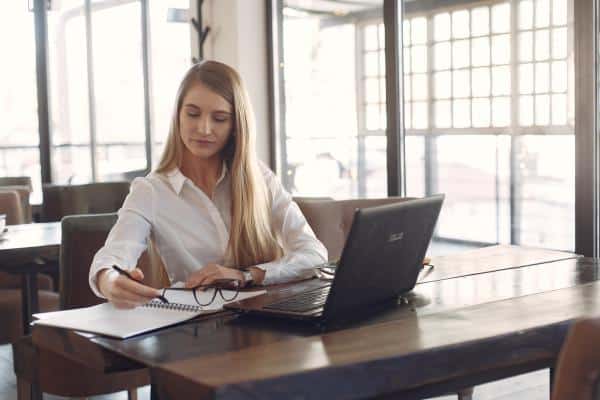 woman working at desk