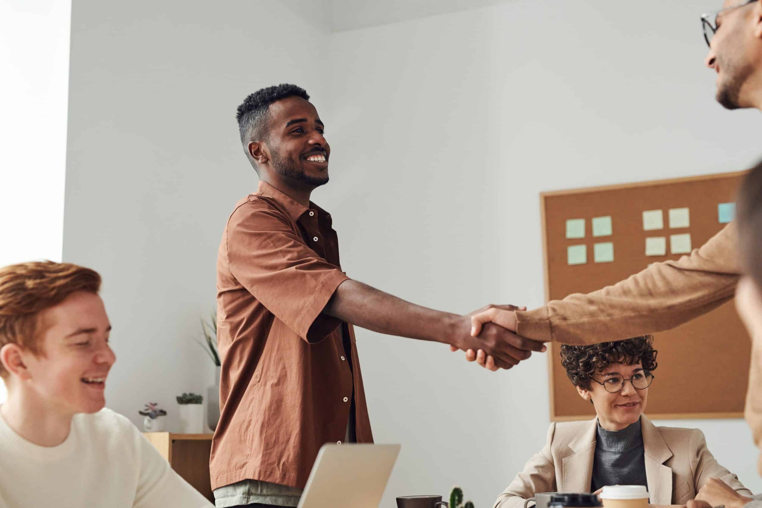 employees shaking hands