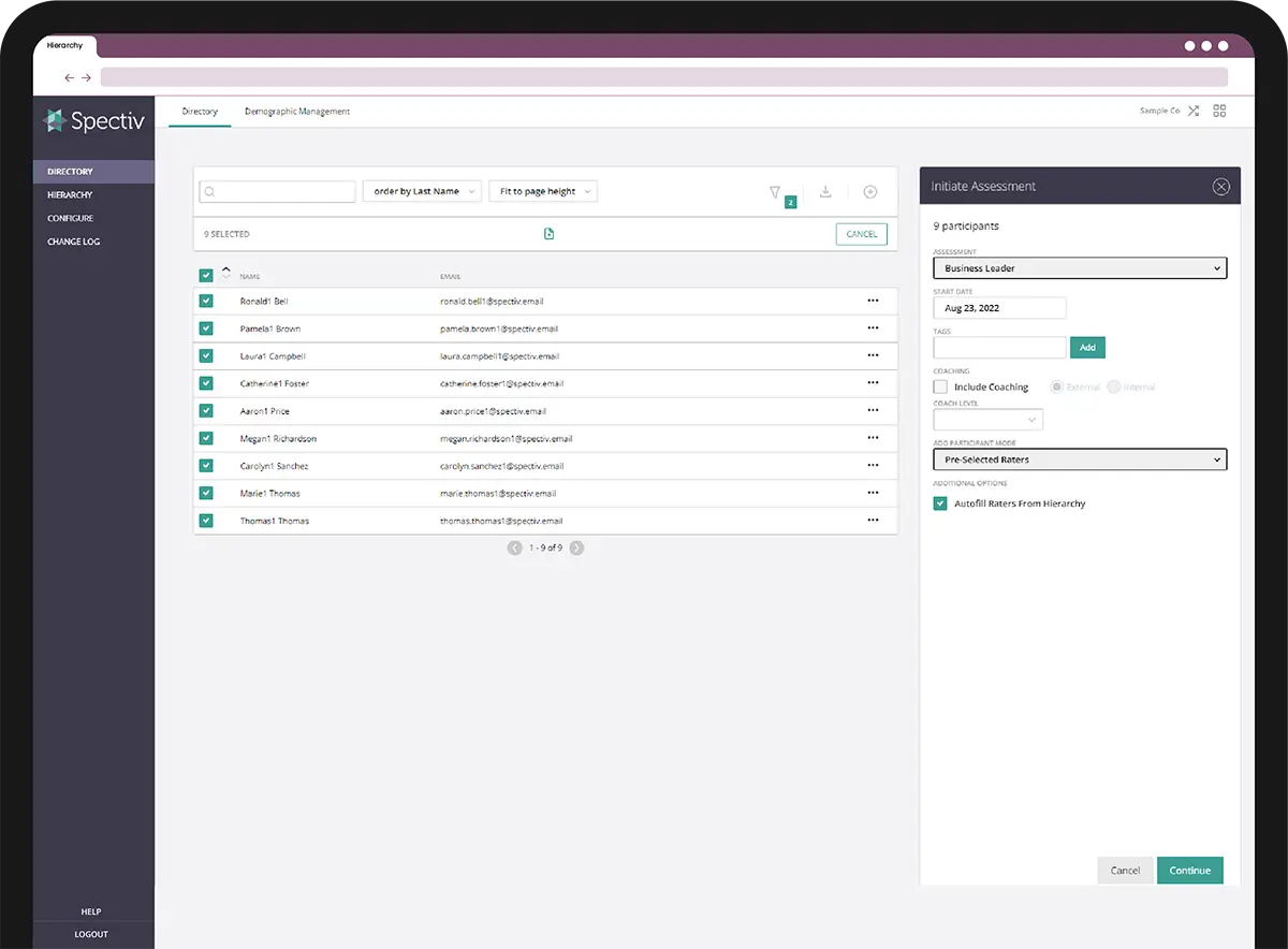 view of hierarchy on spectiv