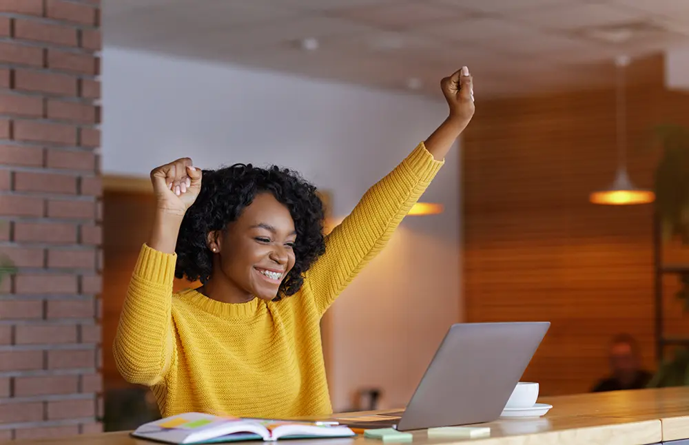 female employee enjoying her employee experience