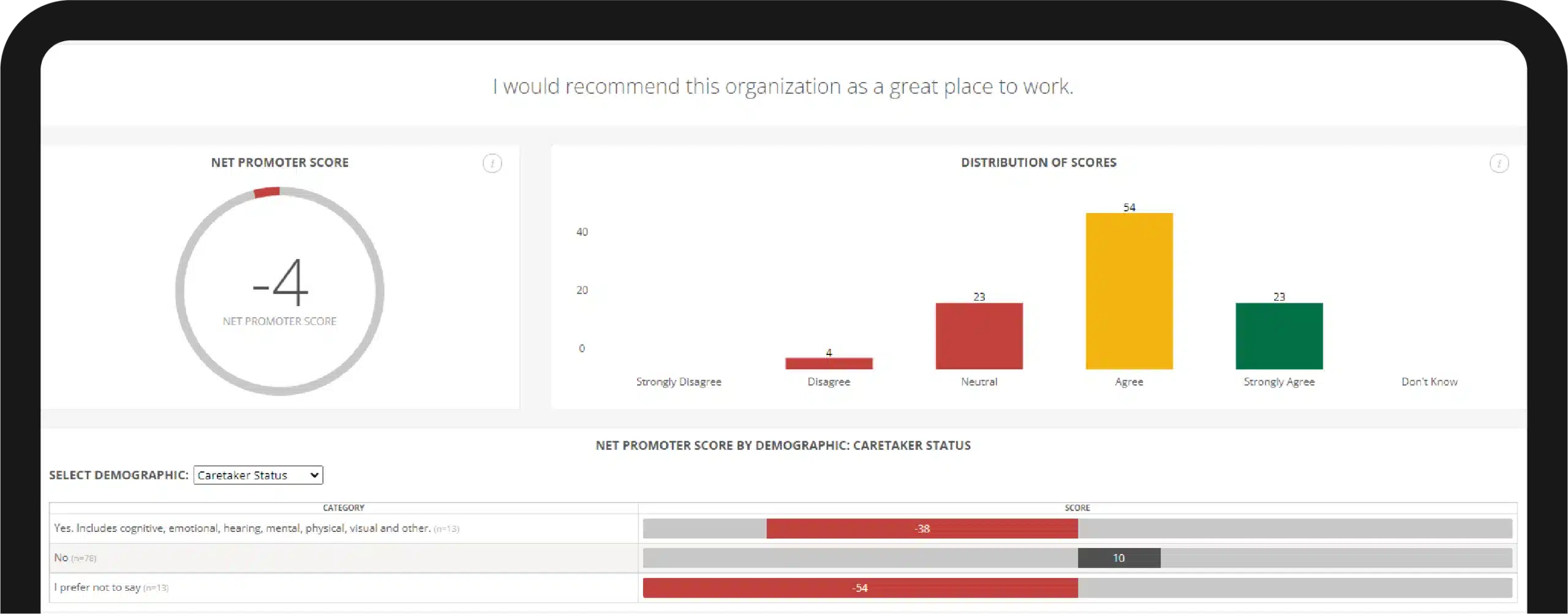 image showing an eNPS survey on a mobile device