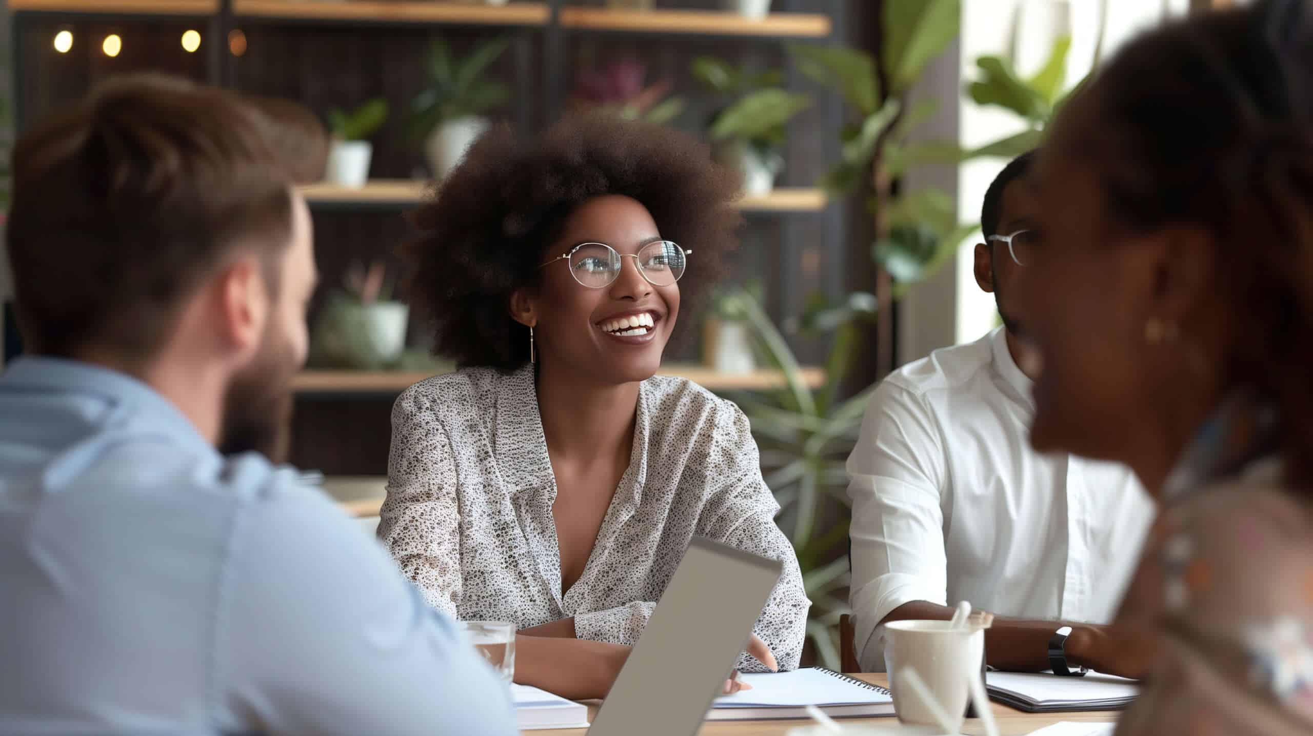 Engaged Employee participating in a meeting