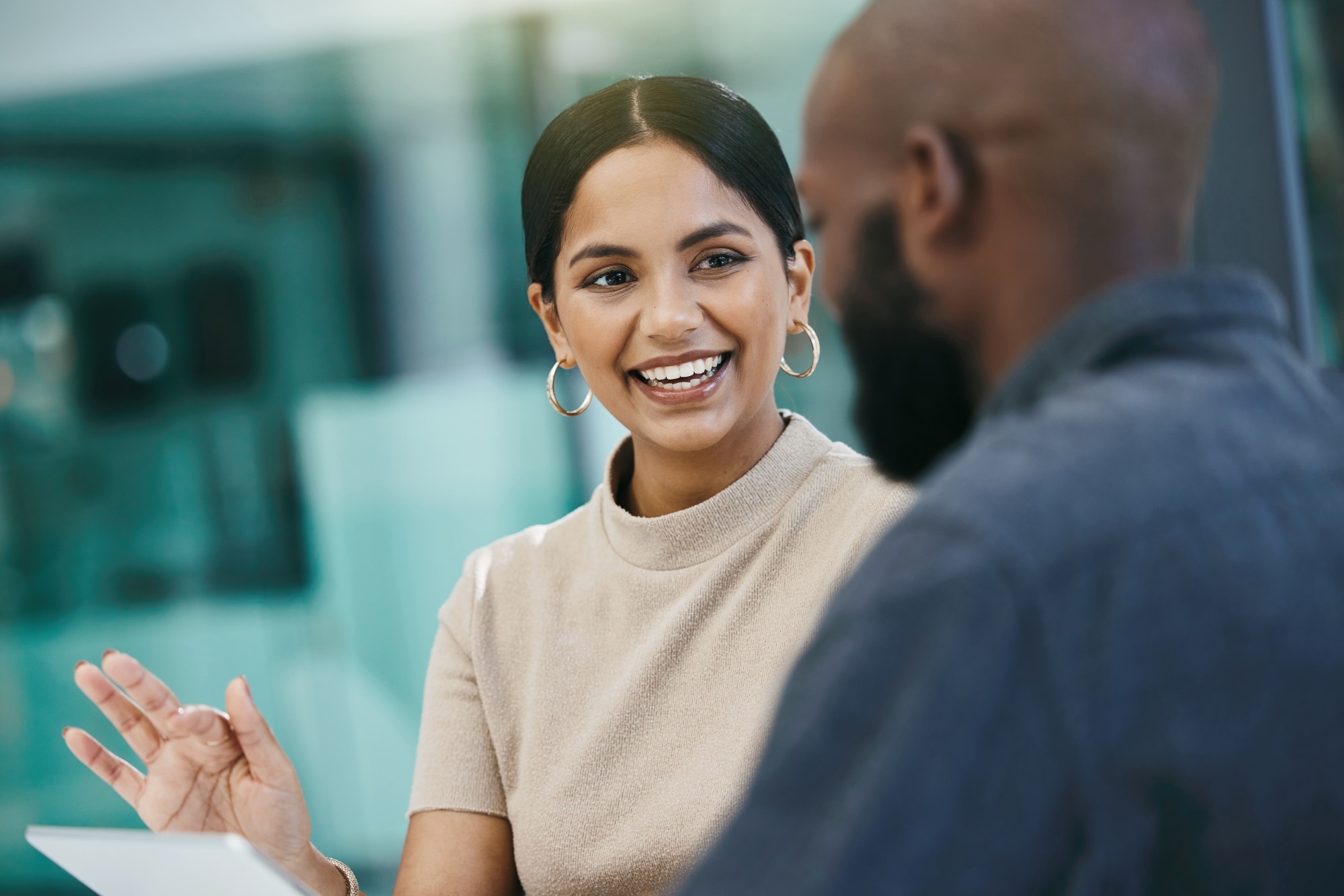 Employee participating in performance review