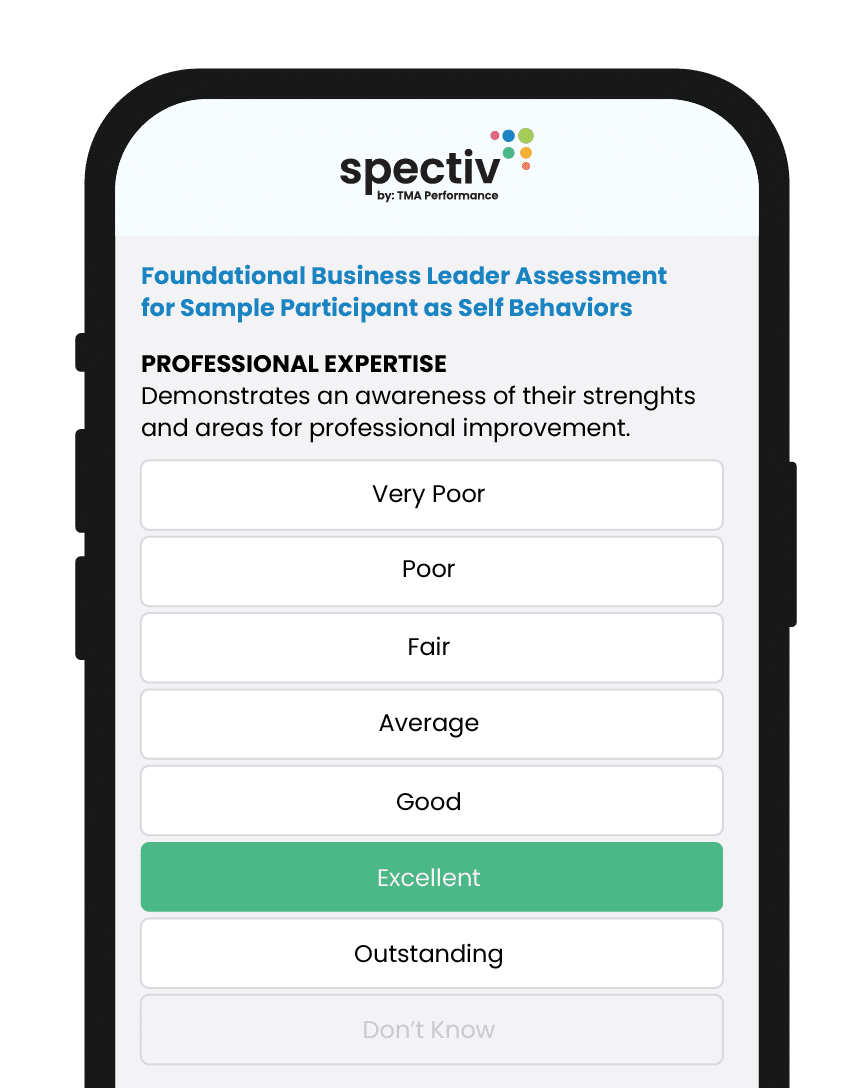 Spectiv TMA Foundational Leader Business Assessment – Mobile Business Leader 360 on Mobile Device